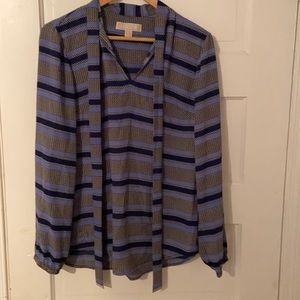 Blue black and white patterned Michael Kors shirt, size M